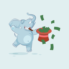 elephant sticker emoticon with hat of money
