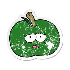 distressed sticker of a cartoon apple