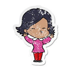 distressed sticker of a cartoon woman