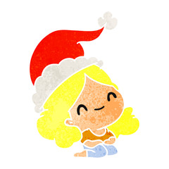 christmas retro cartoon of kawaii girl