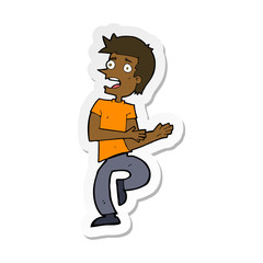 sticker of a cartoon stressed out man