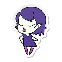 sticker of a cute cartoon vampire girl