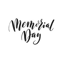 Hand drawn word. Brush pen lettering with phrase Memorial Day.
