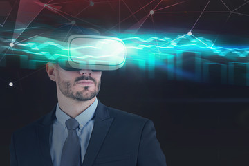Businessman in VR glasses, geen graph