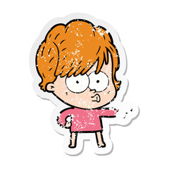 distressed sticker of a cartoon woman