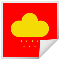 square peeling sticker cartoon rain cloud