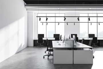 Side view of industrial style office