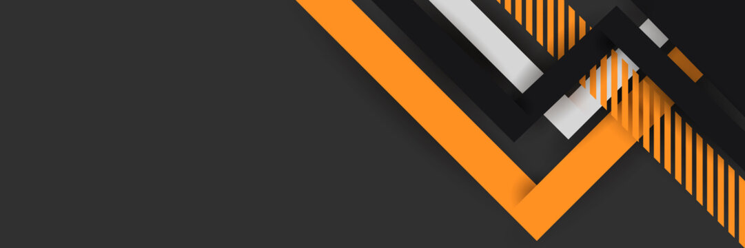 Bright black banner with a trend orange stripes