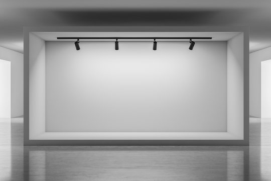 Mock up space with lamps in gallery