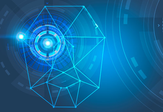 Face recognition and HUD interface blue