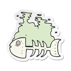 sticker of a cartoon fish bones