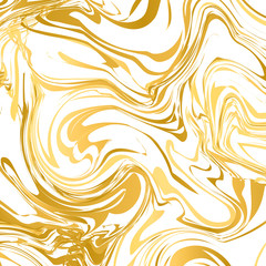 White and gold marble texture background.  Imitations of hand drawn acrylic painting. Marbling surface vector illustration. Easy to edit template for your design projects. Liquid effect backdrop.