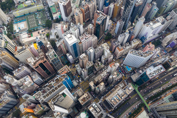 Top down view of Hong Kong city