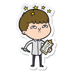 sticker of a cartoon amazed boy