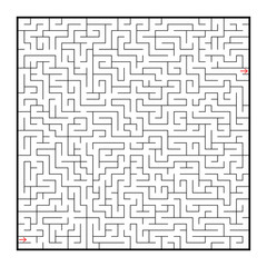 Difficult large square maze. Game for kids and adults. Puzzle for children. Labyrinth conundrum. Flat vector illustration isolated on white background.