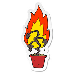 sticker of a cartoon burning plant