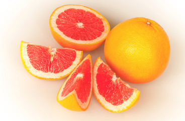 grapefruit cutout on white