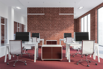 Interior of brick open space office