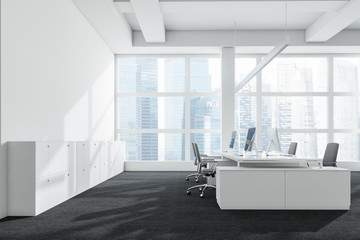 Naklejka na ściany i meble Side view of white open space office