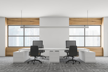 Interior of white and wooden office