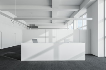 White office interior with reception desk