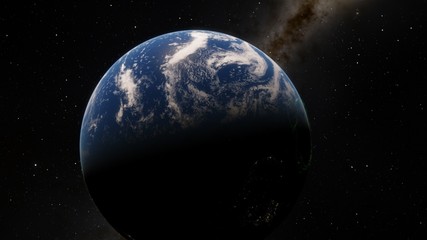 Planet Earth from space 3D illustration orbital view, our planet from the orbit, world, ocean, atmosphere, land, clouds, globe (Elements of this image furnished by NASA)