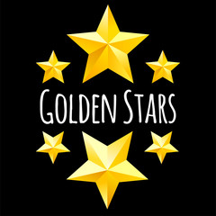 Golden star symbols. Vector yellow elements for design