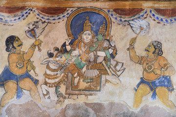Fresque du temple de Thanjavur, Inde du Sud