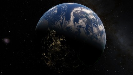Planet Earth from space 3D illustration orbital view, our planet from the orbit, world, ocean, atmosphere, land, clouds, globe (Elements of this image furnished by NASA)