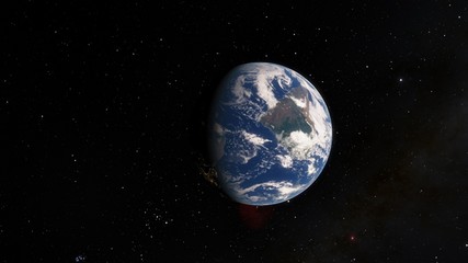 Planet Earth from space 3D illustration orbital view, our planet from the orbit, world, ocean, atmosphere, land, clouds, globe (Elements of this image furnished by NASA)