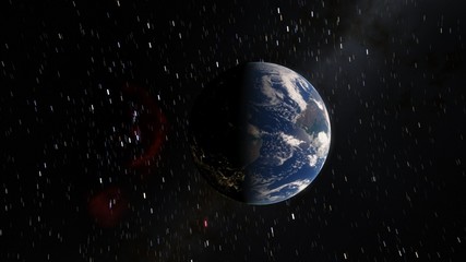 Planet Earth from space 3D illustration orbital view, our planet from the orbit, world, ocean, atmosphere, land, clouds, globe (Elements of this image furnished by NASA)