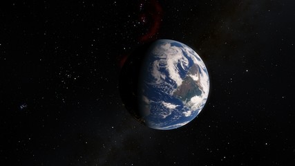 Planet Earth from space 3D illustration orbital view, our planet from the orbit, world, ocean, atmosphere, land, clouds, globe (Elements of this image furnished by NASA)