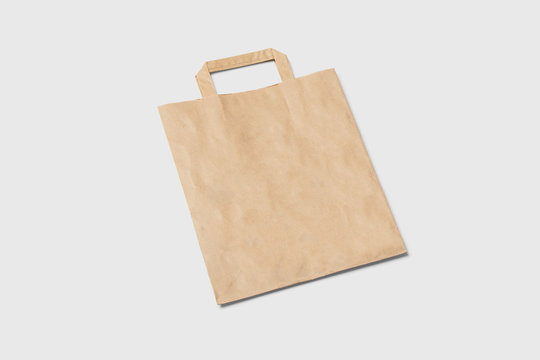 Paper Bag Package.Ready For Your Design. Snack Product Packing isolated on soft gray background.High resolution photo.