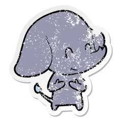 distressed sticker of a cute cartoon elephant