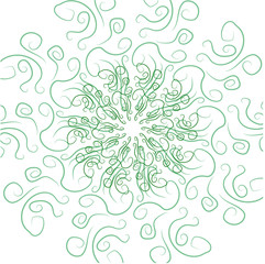 Fototapeta na wymiar green curls in a circular pattern on a white background