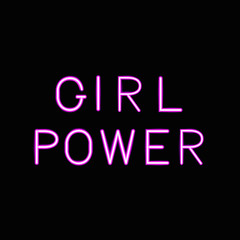 Girl Power 3d neon banner on black background. Inspirational quote. Feminist slogan sign. Feminism and women rights concept. Womens day motivational poster.  Vector illustration.