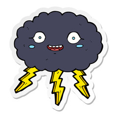 sticker of a happy cartoon rain cloud