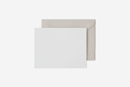 Blank white Card and Envelope Mock up on white background.High resolution photo. 