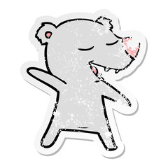 distressed sticker of a cartoon bear