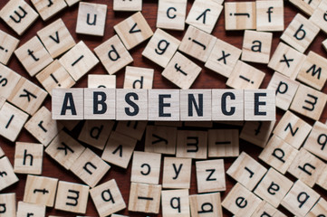 absence word on building block