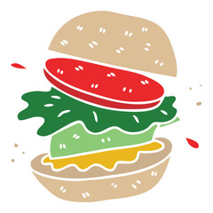 quirky hand drawn cartoon veggie burger