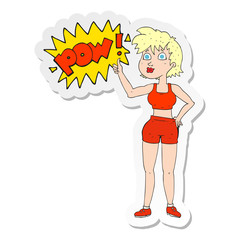 sticker of a happy gym woman giving thumbs up symbol