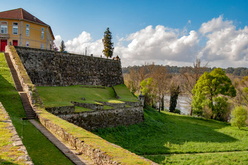 detail of wall in the village medieval of Moncao, Portugal