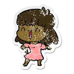 distressed sticker of a cartoon woman