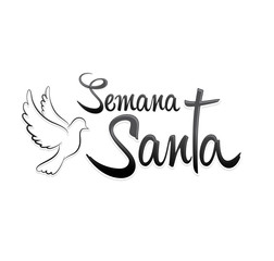 Semana Santa, Holy Week Spanish text, Dove vector Lettering, Latin religious tradition