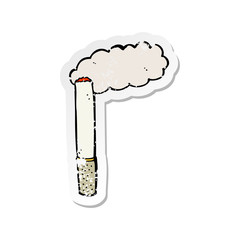 retro distressed sticker of a cartoon cigarette