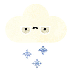 retro illustration style cartoon snow cloud