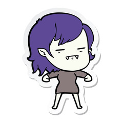 sticker of a cartoon undead vampire girl