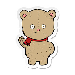 sticker of a cartoon bear waving