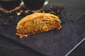 Turkish baklava with organic black tea
